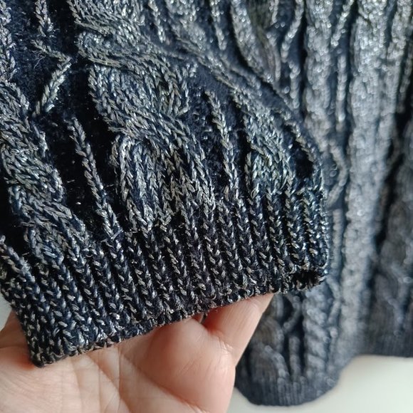 M🎄'80 Franco Valeri Cable Knit Metallic Chunky Knit Sweater - Picture 6 of 9